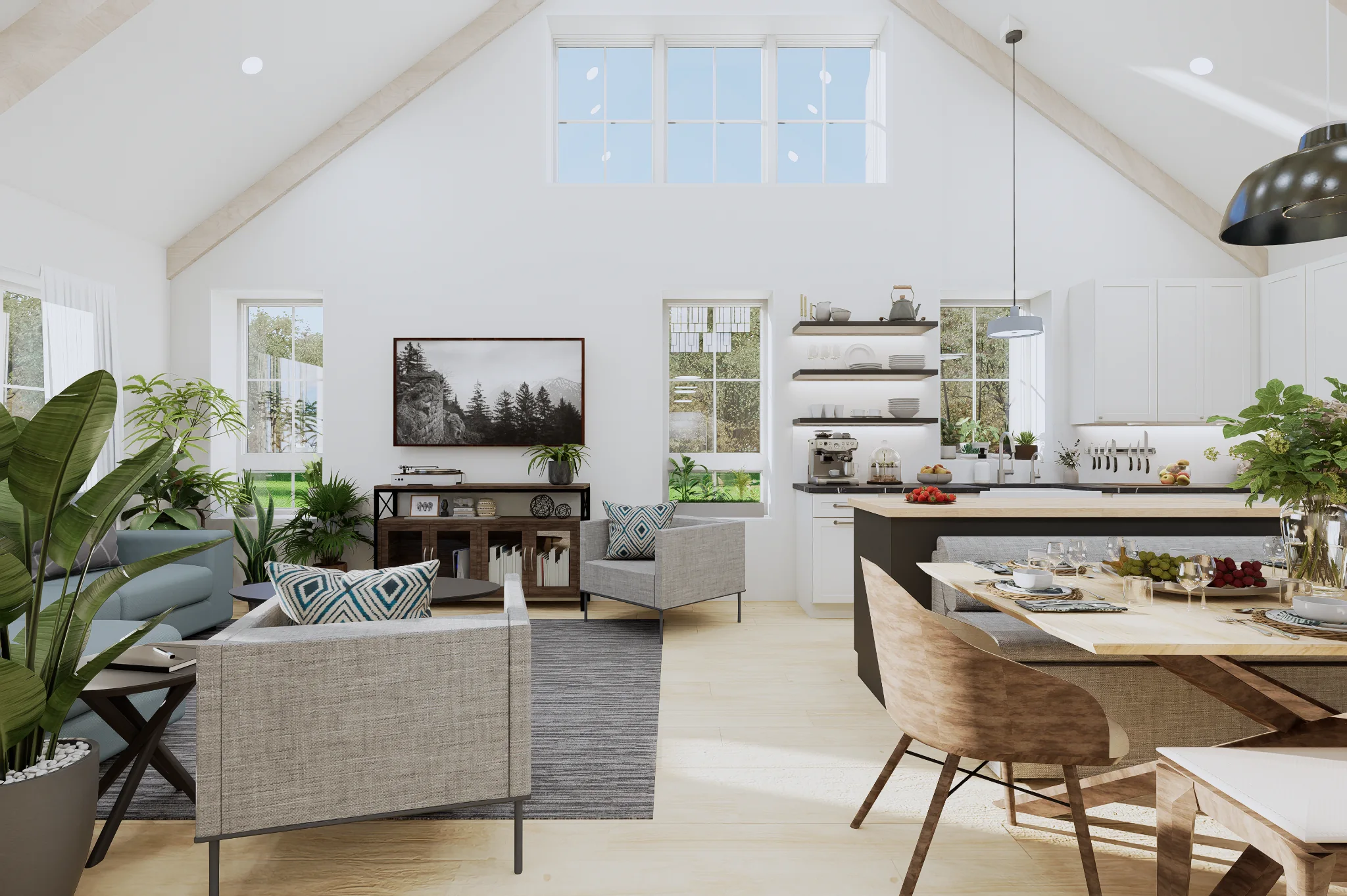 Conceptual FIRST Home interior with warm natural materials